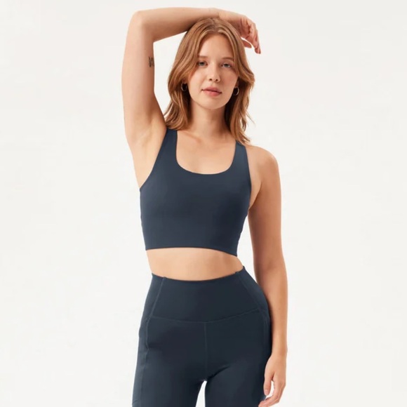 Girlfriend Collective Midnight Paloma Racerback Bra — Navy Blue — Small - Picture 6 of 6